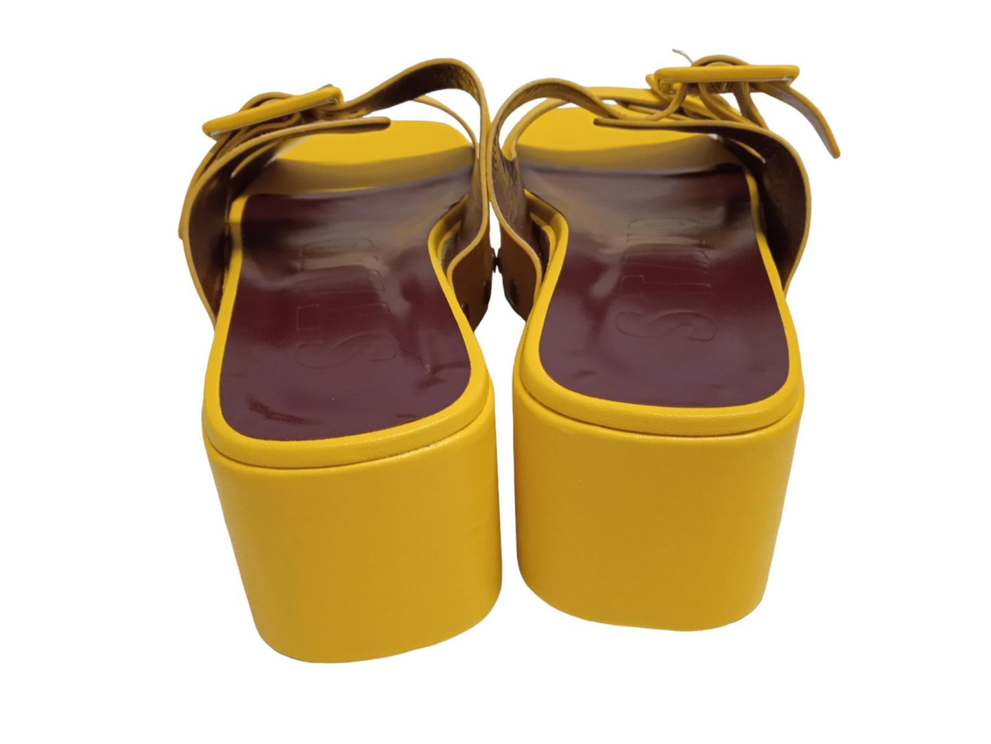 STAUD Remi 60 Platform Shoes Leather Sandals Yellow EU40 UK7 NEW RRP350