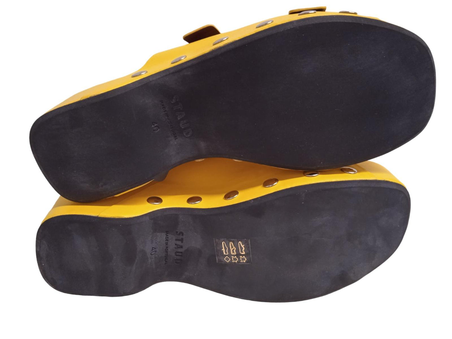 STAUD Remi 60 Platform Shoes Leather Sandals Yellow EU40 UK7 NEW RRP350