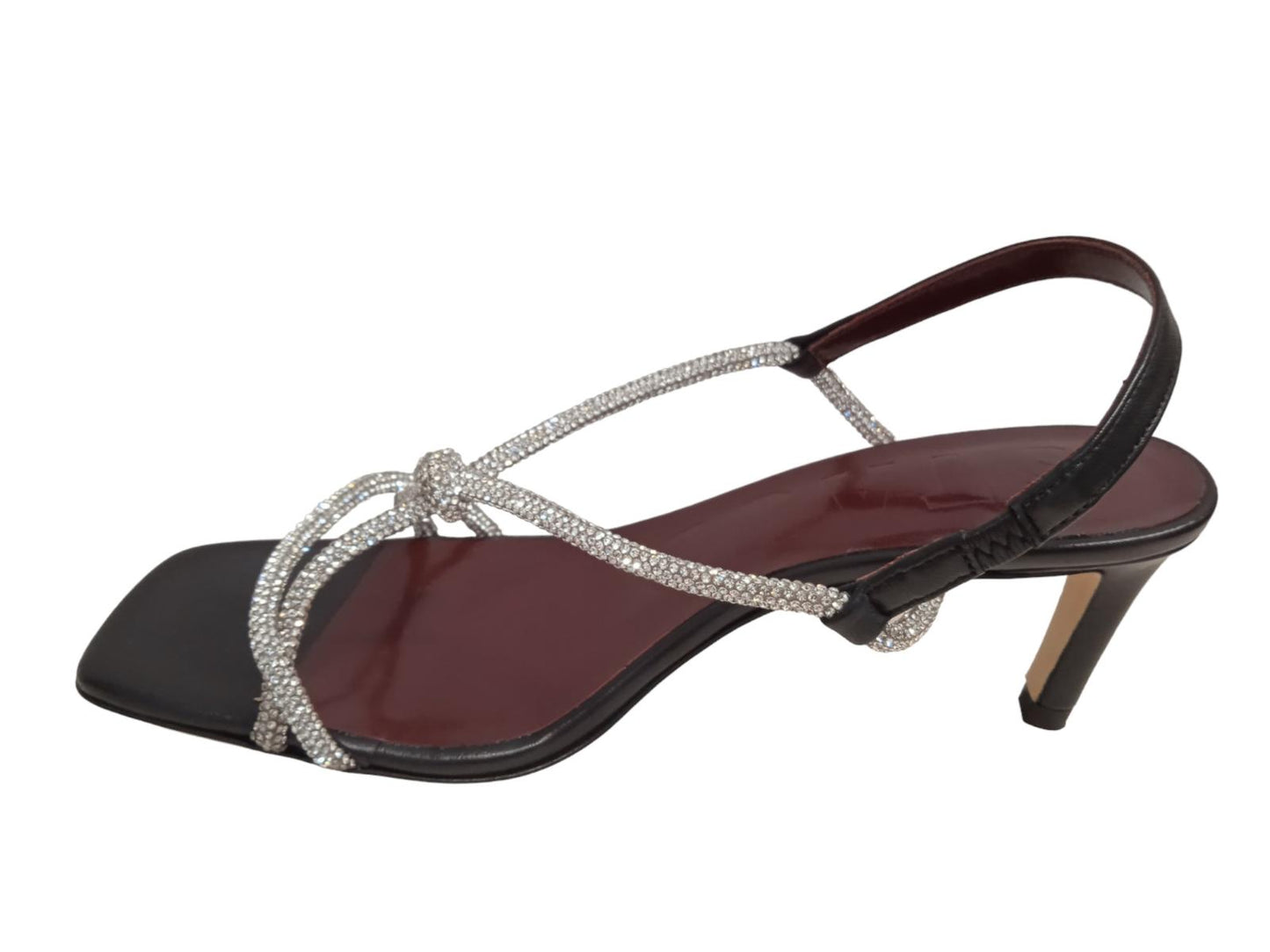STAUD Nicolette Shoes Black Rhinestone Heels Sandals EU39 UK6 NEW RRP350