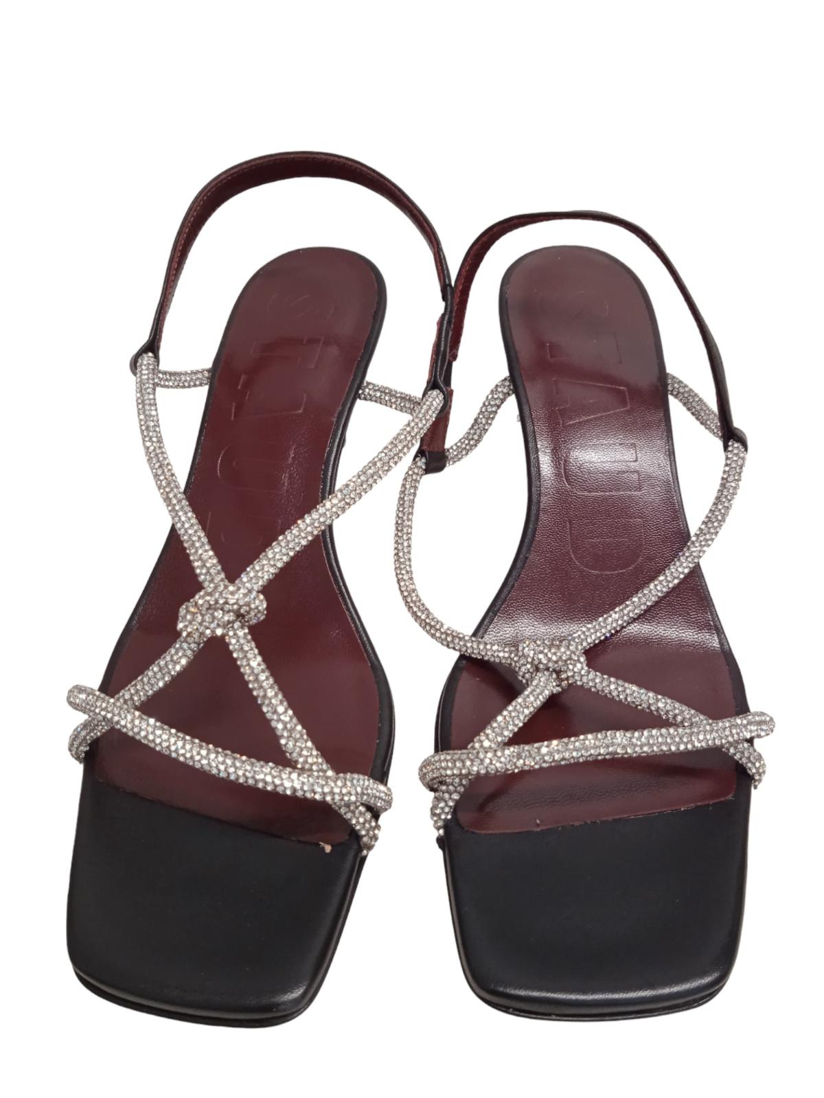 STAUD Nicolette Shoes Black Rhinestone Heels Sandals EU39 UK6 NEW RRP350