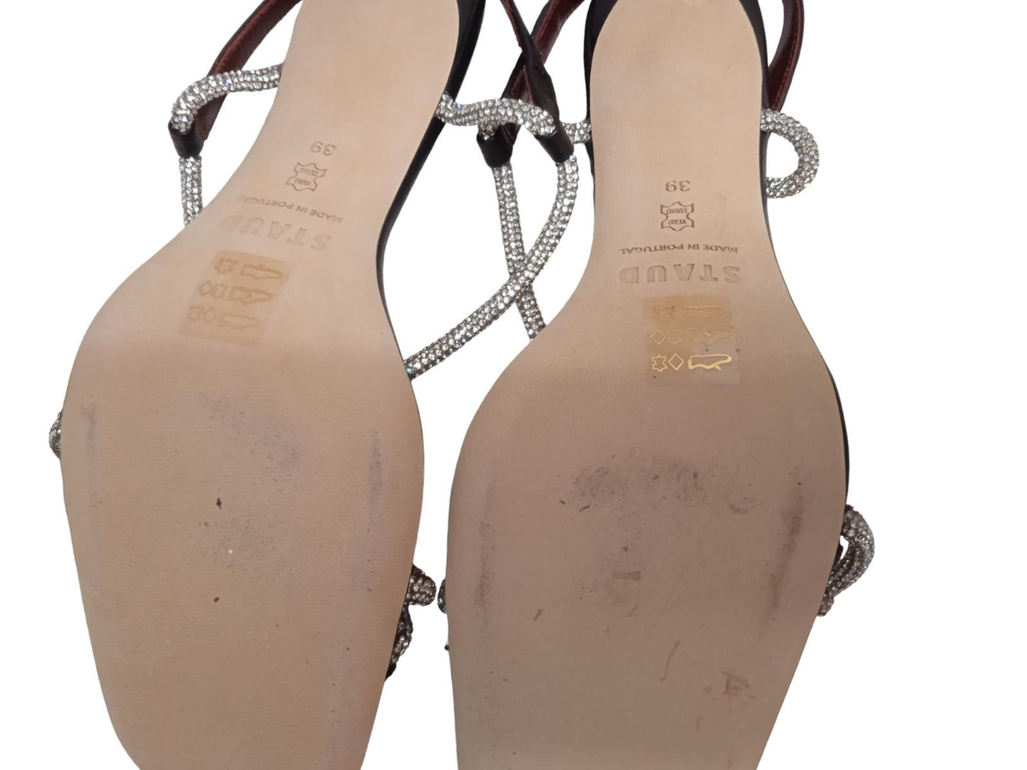 STAUD Nicolette Shoes Black Rhinestone Heels Sandals EU39 UK6 NEW RRP350