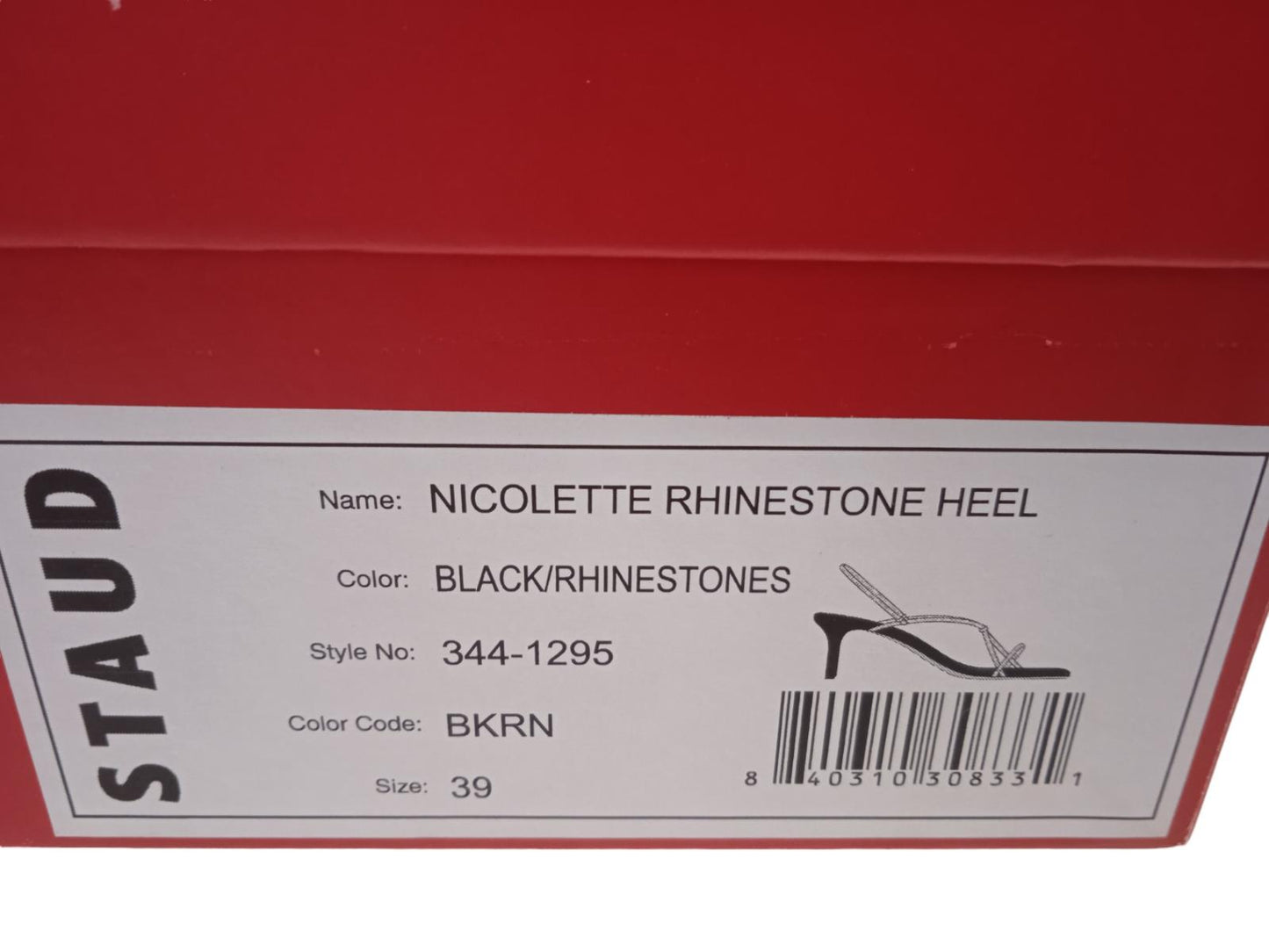 STAUD Nicolette Shoes Black Rhinestone Heels Sandals EU39 UK6 NEW RRP350