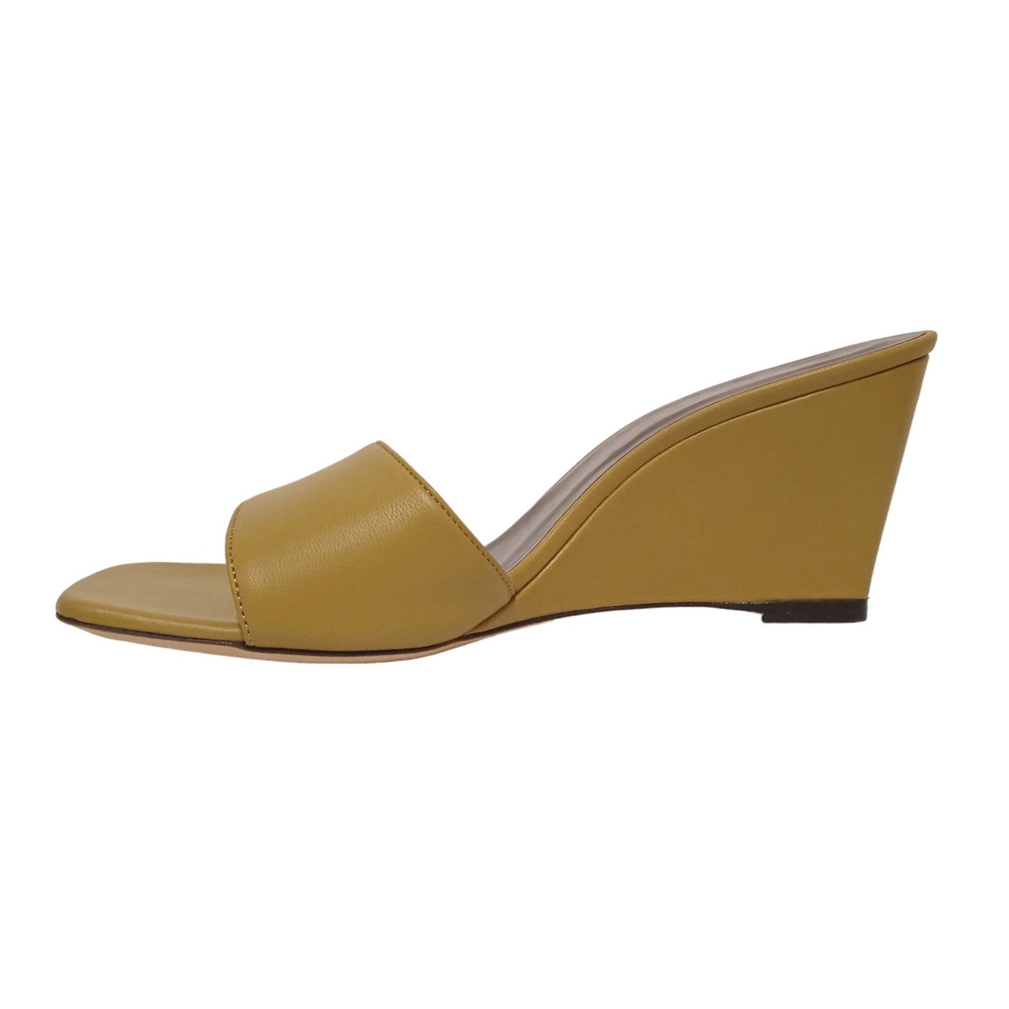 STAUD Ladies Khaki Green Leather Billie Wedge Sandals EU38 UK5 RRP310 NEW