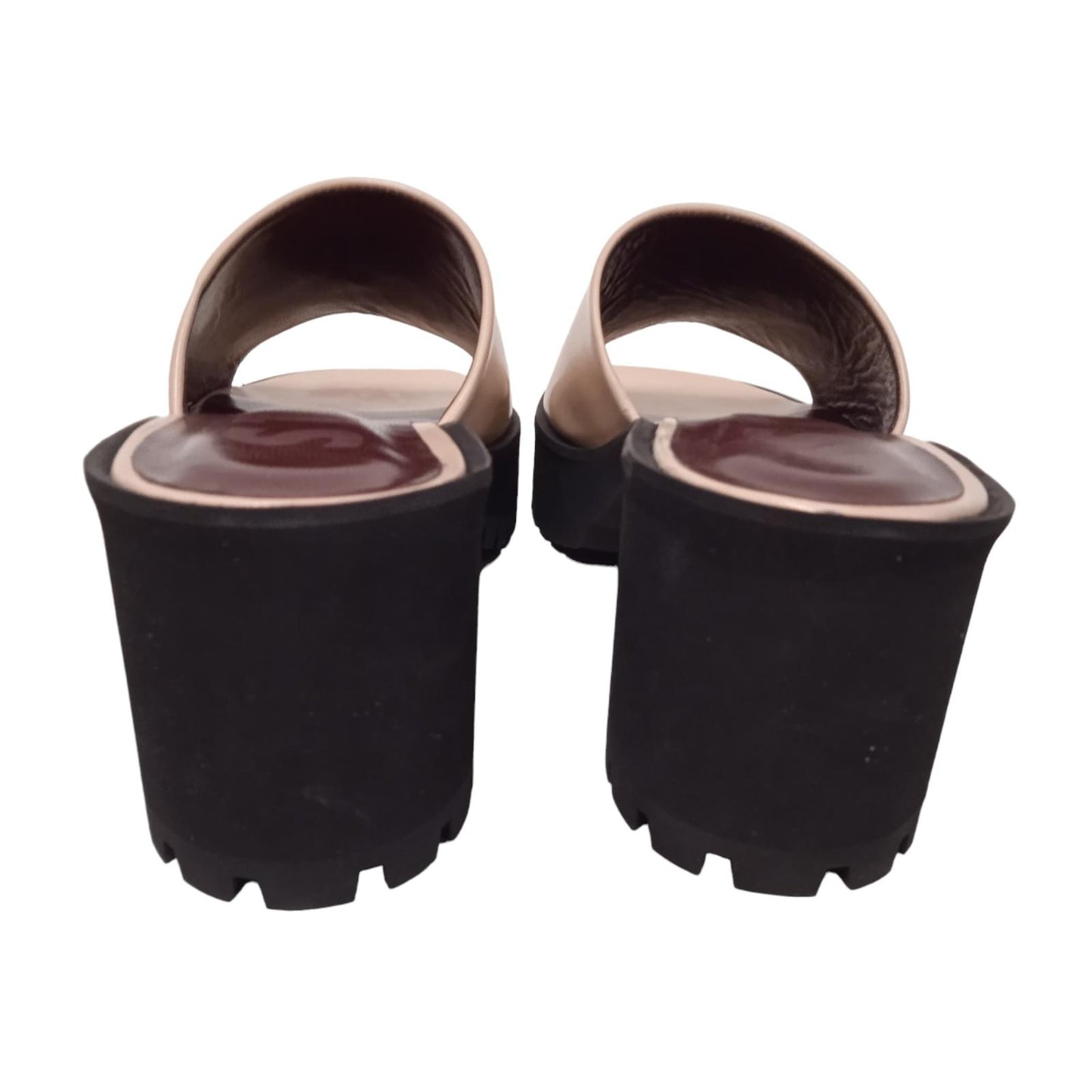 STAUD Ladies Beige Leather Amber Platform Mule Sandals EU37 UK4 RRP150 NEW