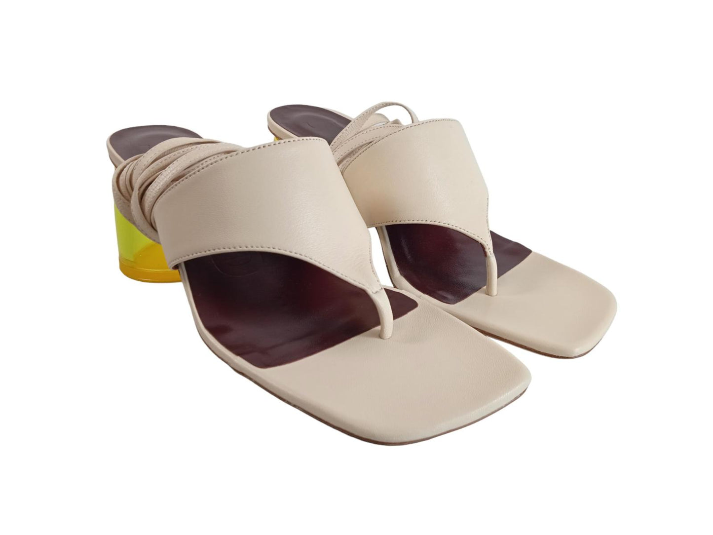 STAUD Ladies White & Gold Adora Lace-Up Thong Sandals EU37 UK4 RRP300 NEW