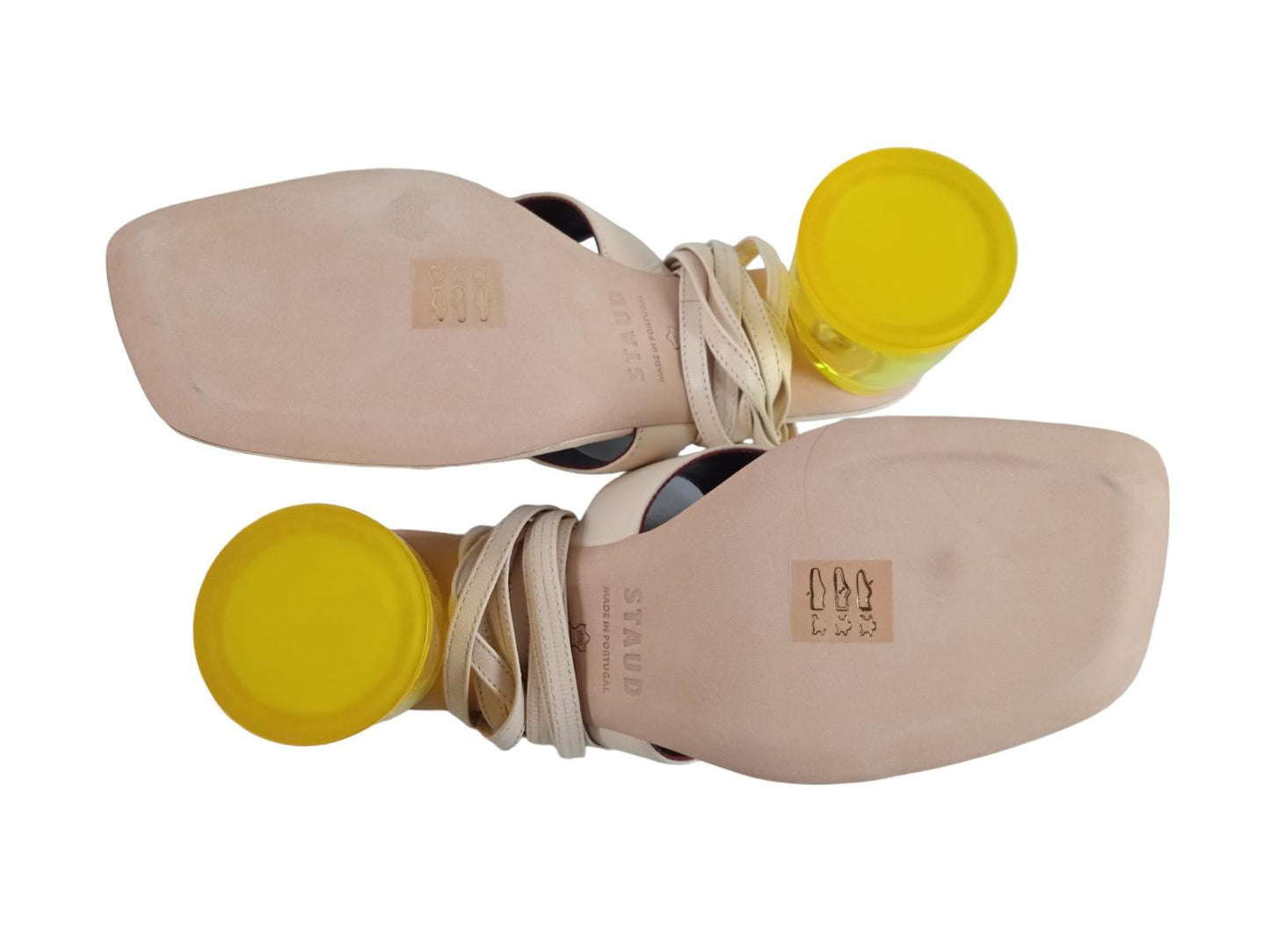 STAUD Ladies White & Gold Adora Lace-Up Thong Sandals EU37 UK4 RRP300 NEW