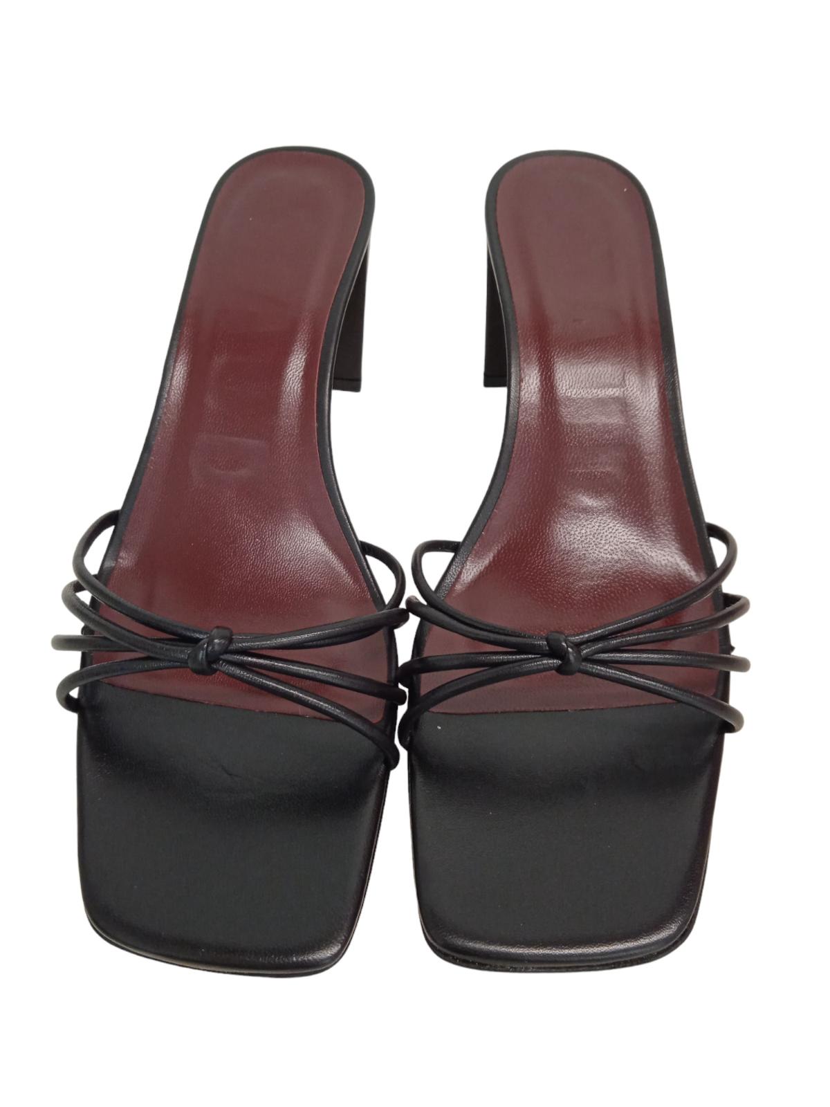 STAUD Ladies Pippa 70 Knotted Leather Heels Sandals Black EU38 UK5 NEW RRP295