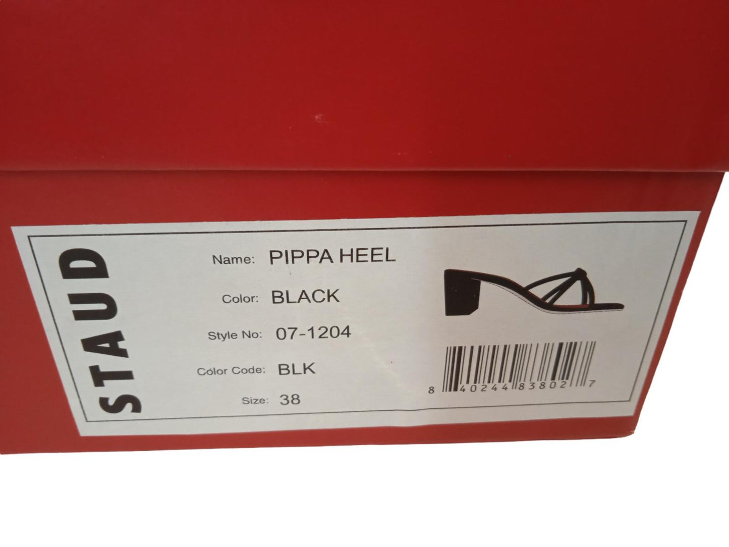 STAUD Ladies Pippa 70 Knotted Leather Heels Sandals Black EU38 UK5 NEW RRP295