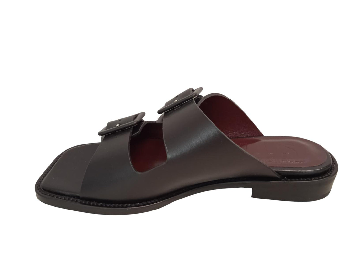 STAUD Ladies Remi Buckle Leather Slide Sandals Black EU36 UK3 NEW RRP250