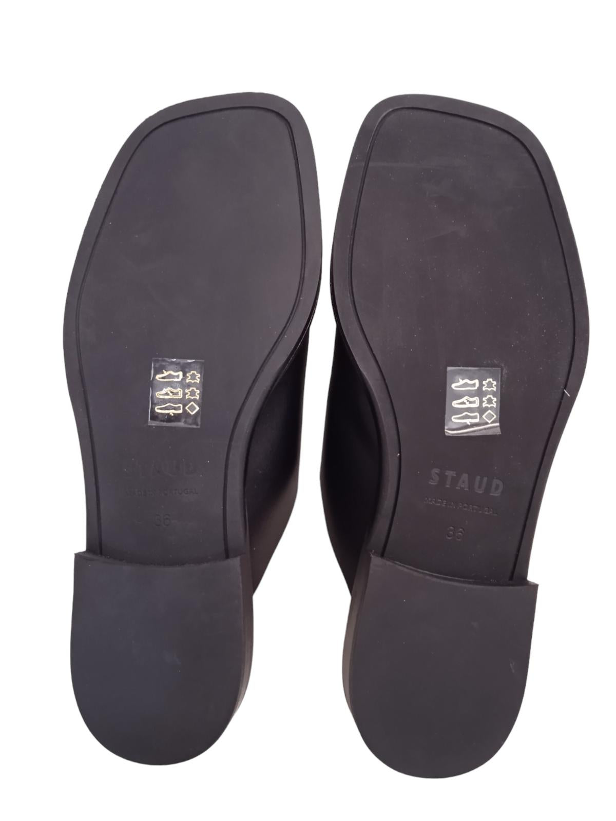 STAUD Ladies Remi Buckle Leather Slide Sandals Black EU36 UK3 NEW RRP250