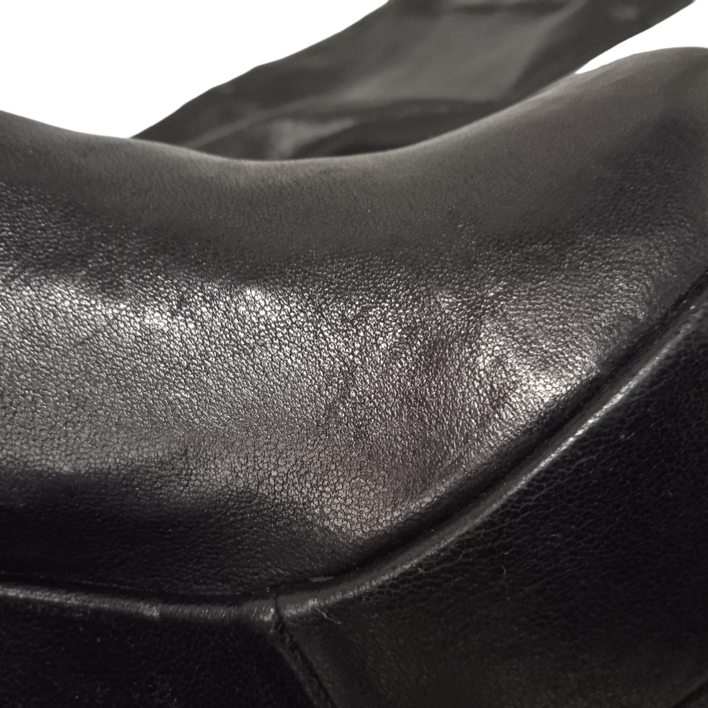VERSACE Ladies Black Leather 100mm Heel Thigh High Boots UK4.5 RRP1380 NEW