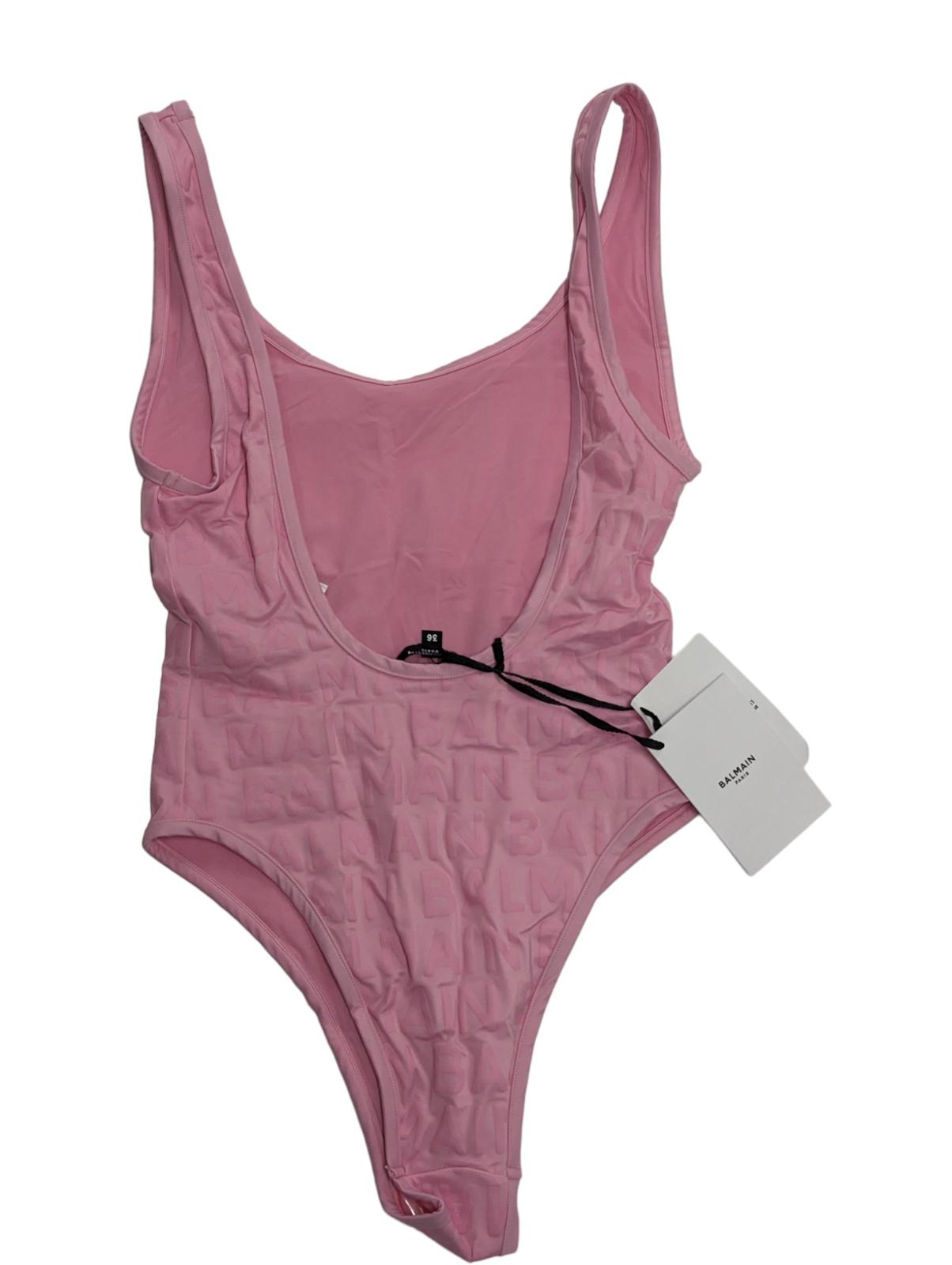 BALMAIN Light Pink Swimming Costumes Scoop Neck Print Ladies UK 8 NEW RRP 450