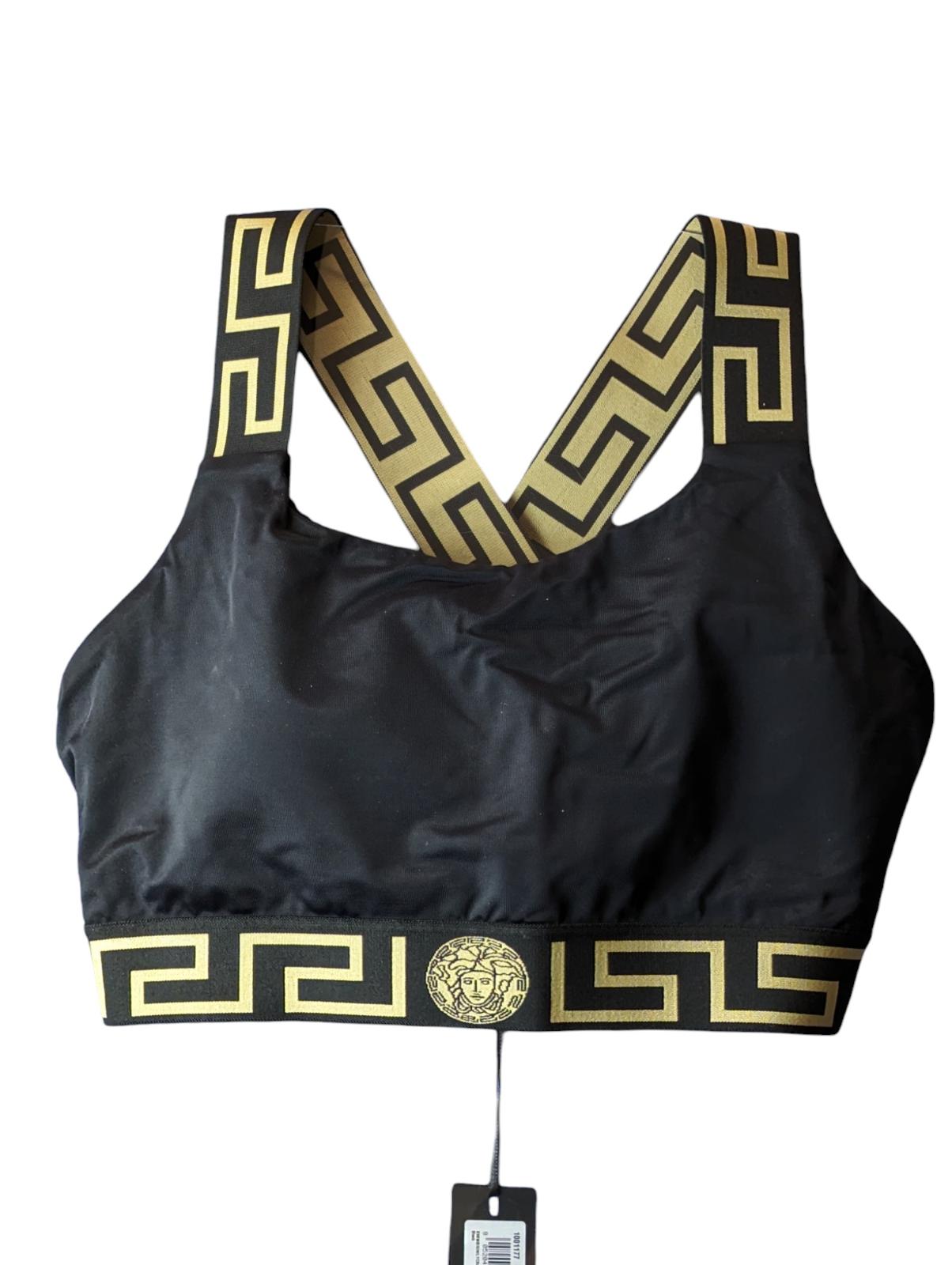 VERSACE Bikini Tops Black Ladies Cross Back Scoop Greca S NEW RRP 180