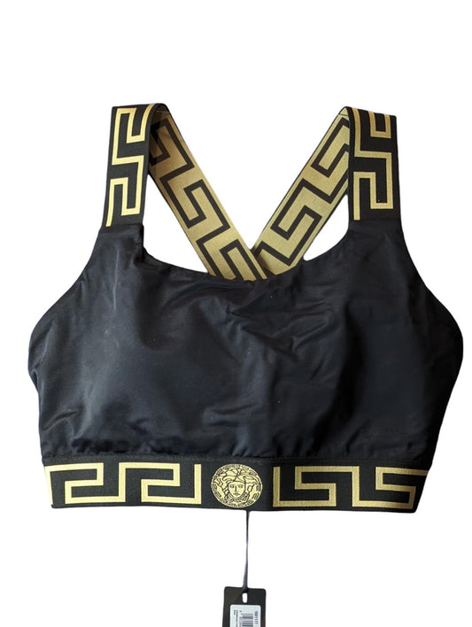 VERSACE Bikini Tops Black Ladies Cross Back Scoop Greca S NEW RRP 180