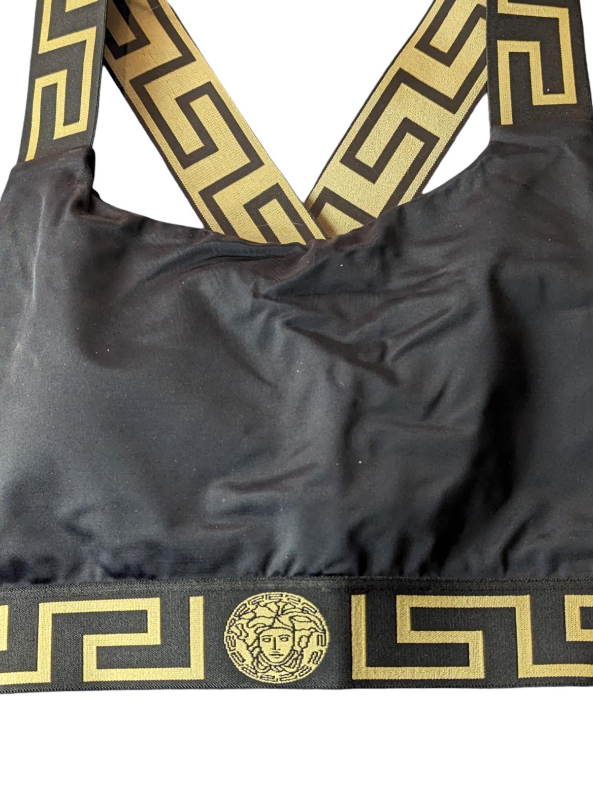 VERSACE Bikini Tops Black Ladies Cross Back Scoop Greca S NEW RRP 180