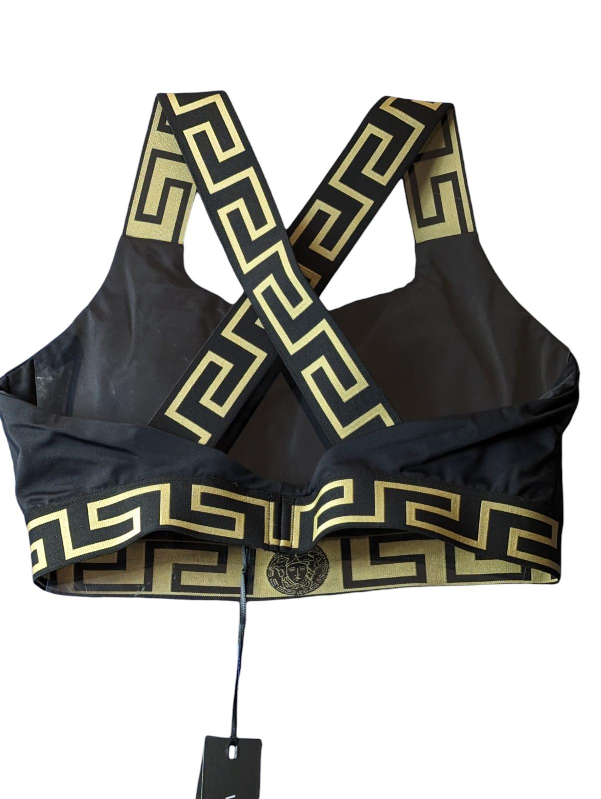 VERSACE Bikini Tops Black Ladies Cross Back Scoop Greca S NEW RRP 180