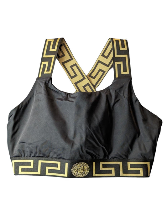 VERSACE Bikini Tops Black Ladies Cross Strap Back Scoop Greca S NEW RRP 180