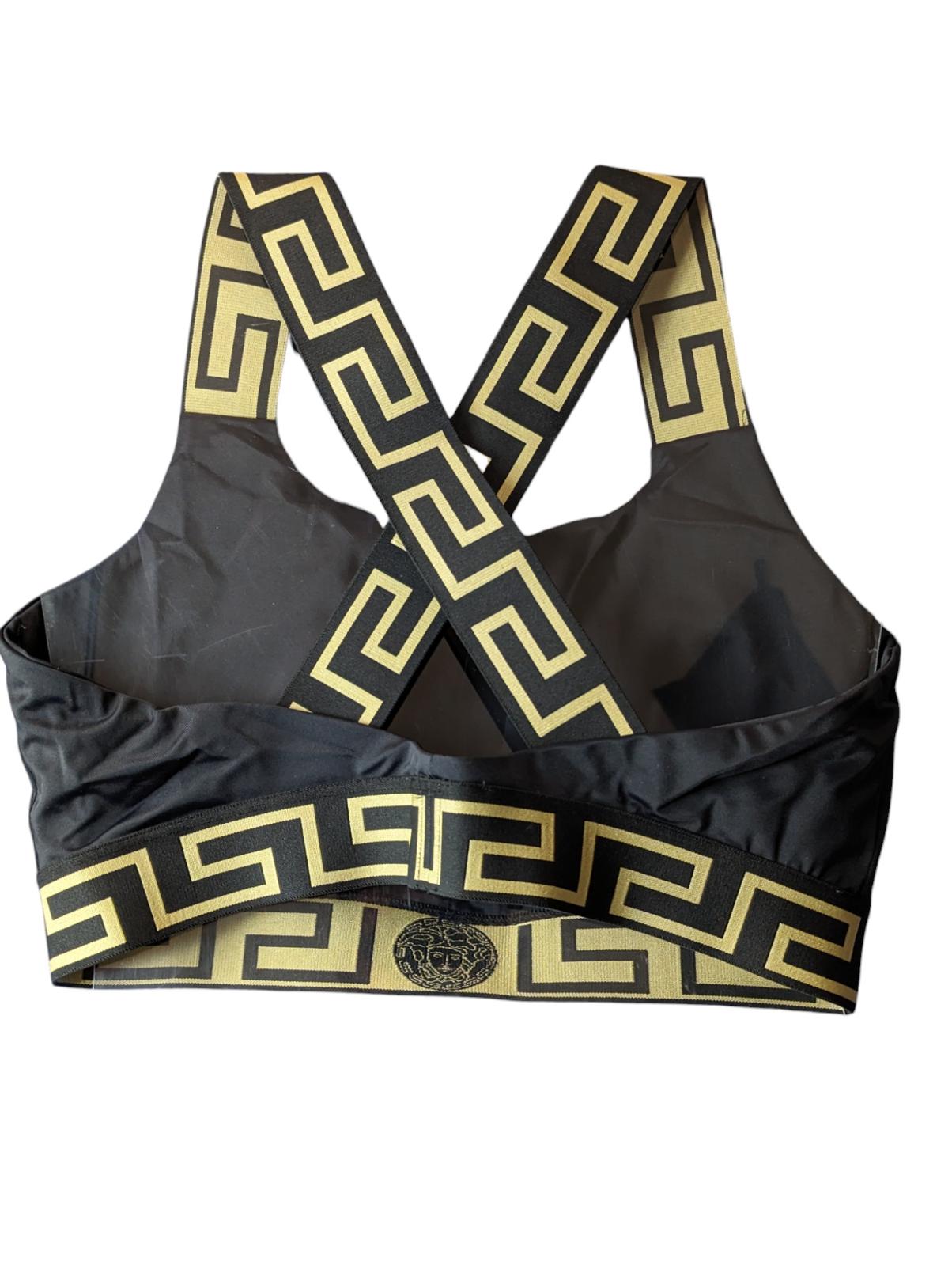 VERSACE Bikini Tops Black Ladies Cross Strap Back Scoop Greca S NEW RRP 180