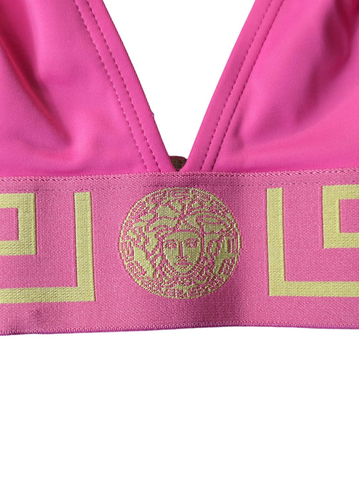 VERSACE Bikini Top Pink Ladies Bralette Print Triangle Donna S NEW RRP 180