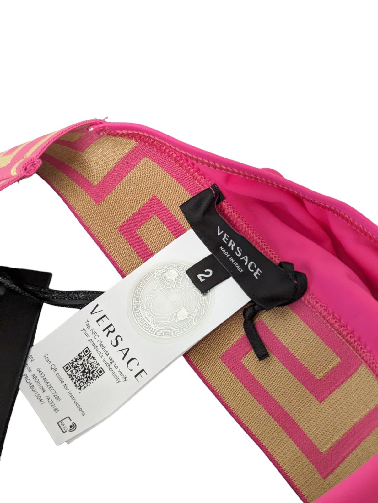 VERSACE Bikini Top Pink Ladies Bralette Print Triangle Donna S NEW RRP 180