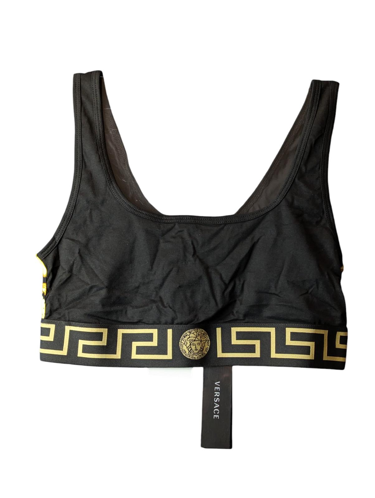 VERSACE Sports Bra Black Ladies Medusa Sports Bra Logo Square Neck M NEW RRP 230