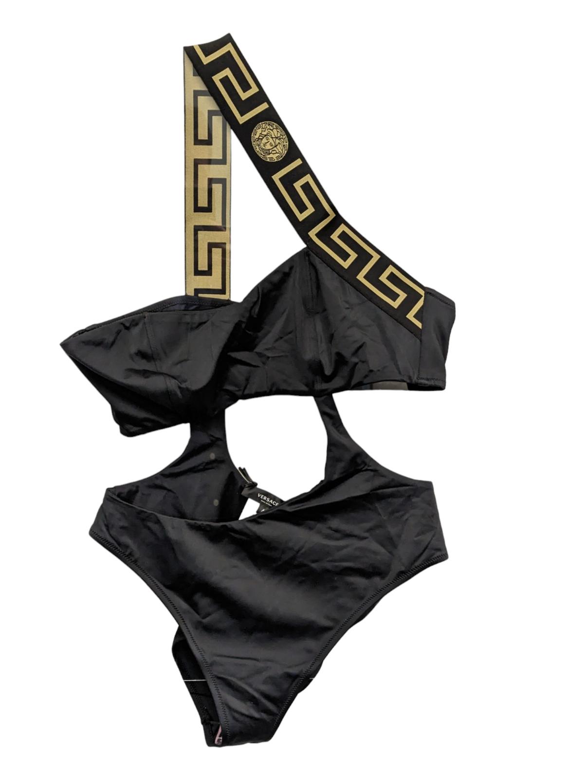 VERSACE Swimming Costume Black Ladies Donna One Shoulder Cutout L NEW RRP 235