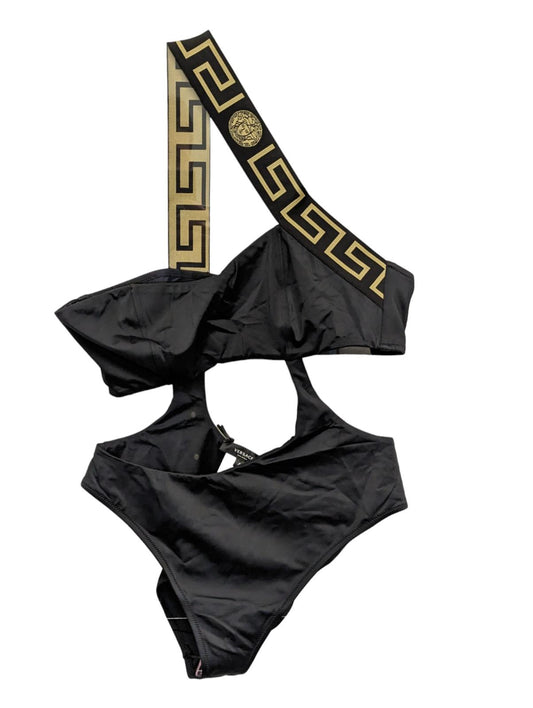 VERSACE Swimming Costume Black Ladies Donna One Shoulder Cutout L NEW RRP 235