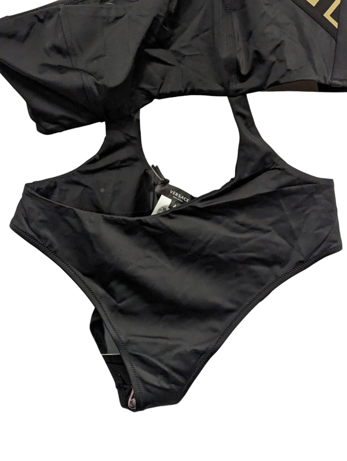 VERSACE Swimming Costume Black Ladies Donna One Shoulder Cutout L NEW RRP 235