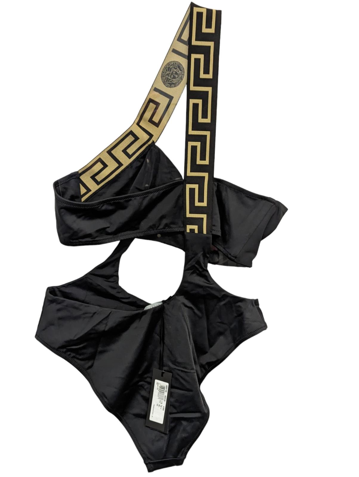 VERSACE Swimming Costume Black Ladies Donna One Shoulder Cutout L NEW RRP 235