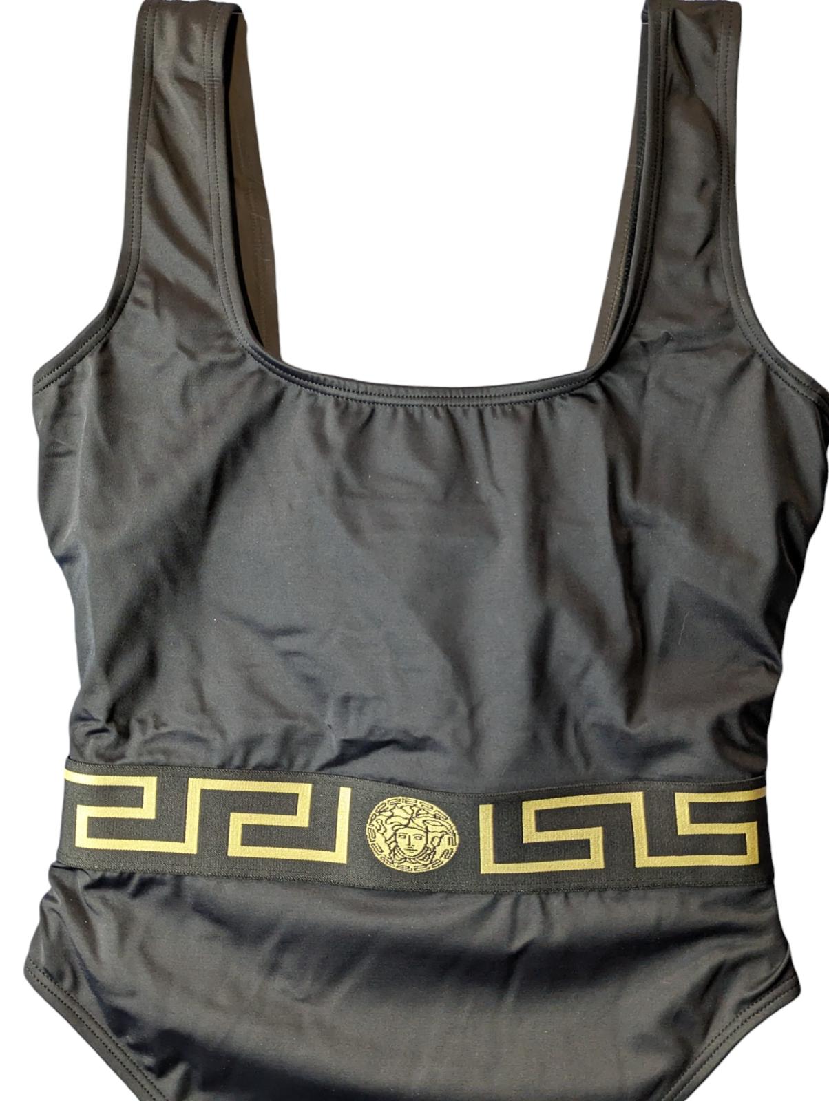VERSACE Swim Costume Black Baroque Print Waist Detail Swimsuit XS NEW RRP 235