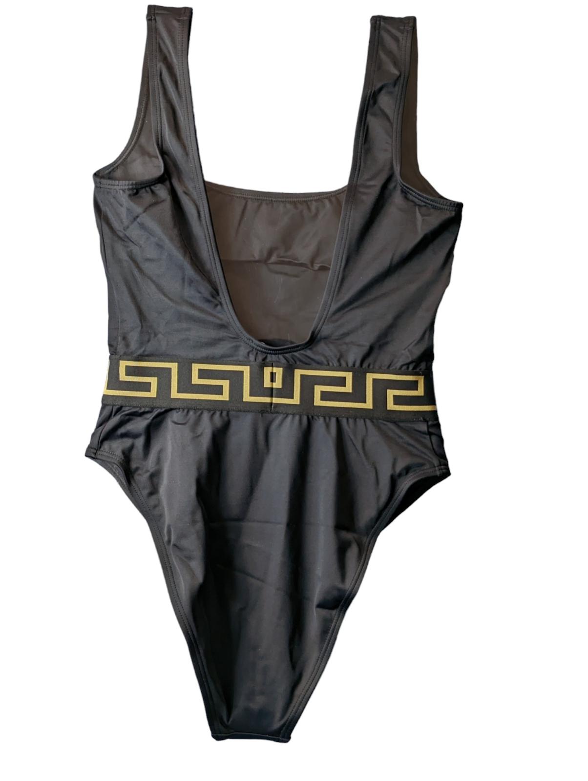 VERSACE Swim Costume Black Baroque Print Waist Detail Swimsuit XS NEW RRP 235