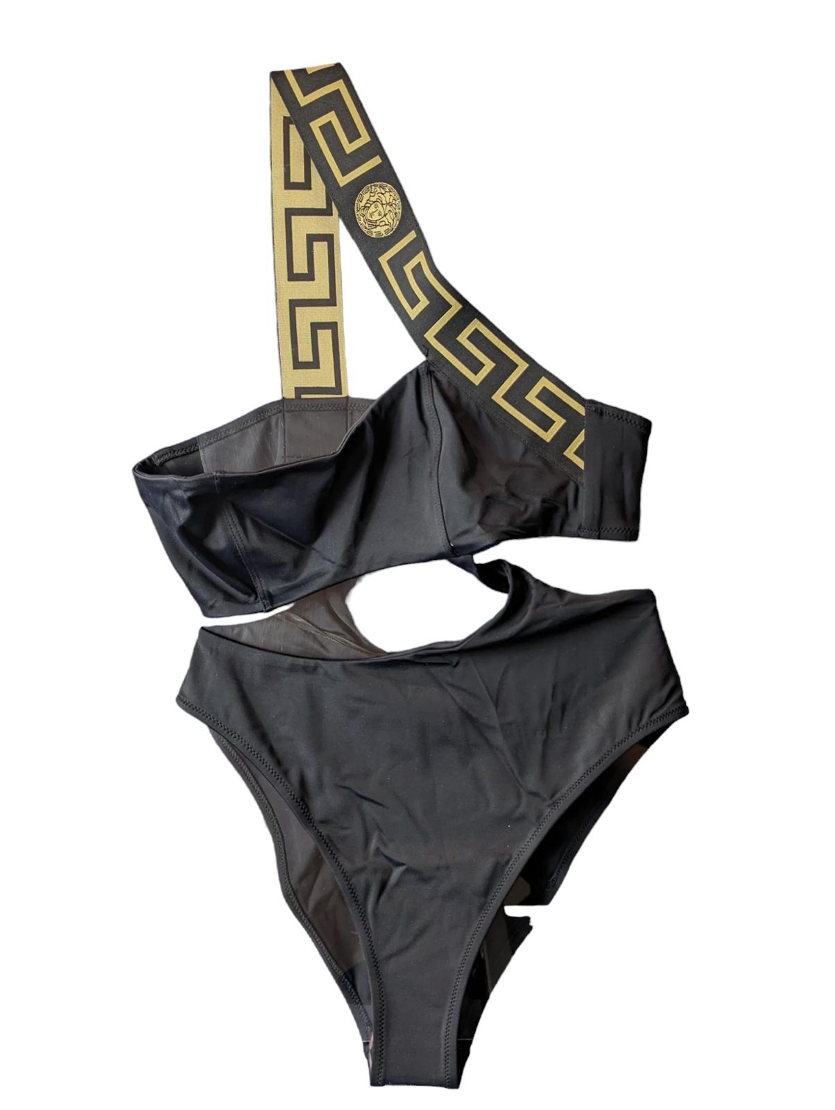 VERSACE Swimming Costume Black Ladies One Piece One-Shoulder Strap S NEW RRP 235