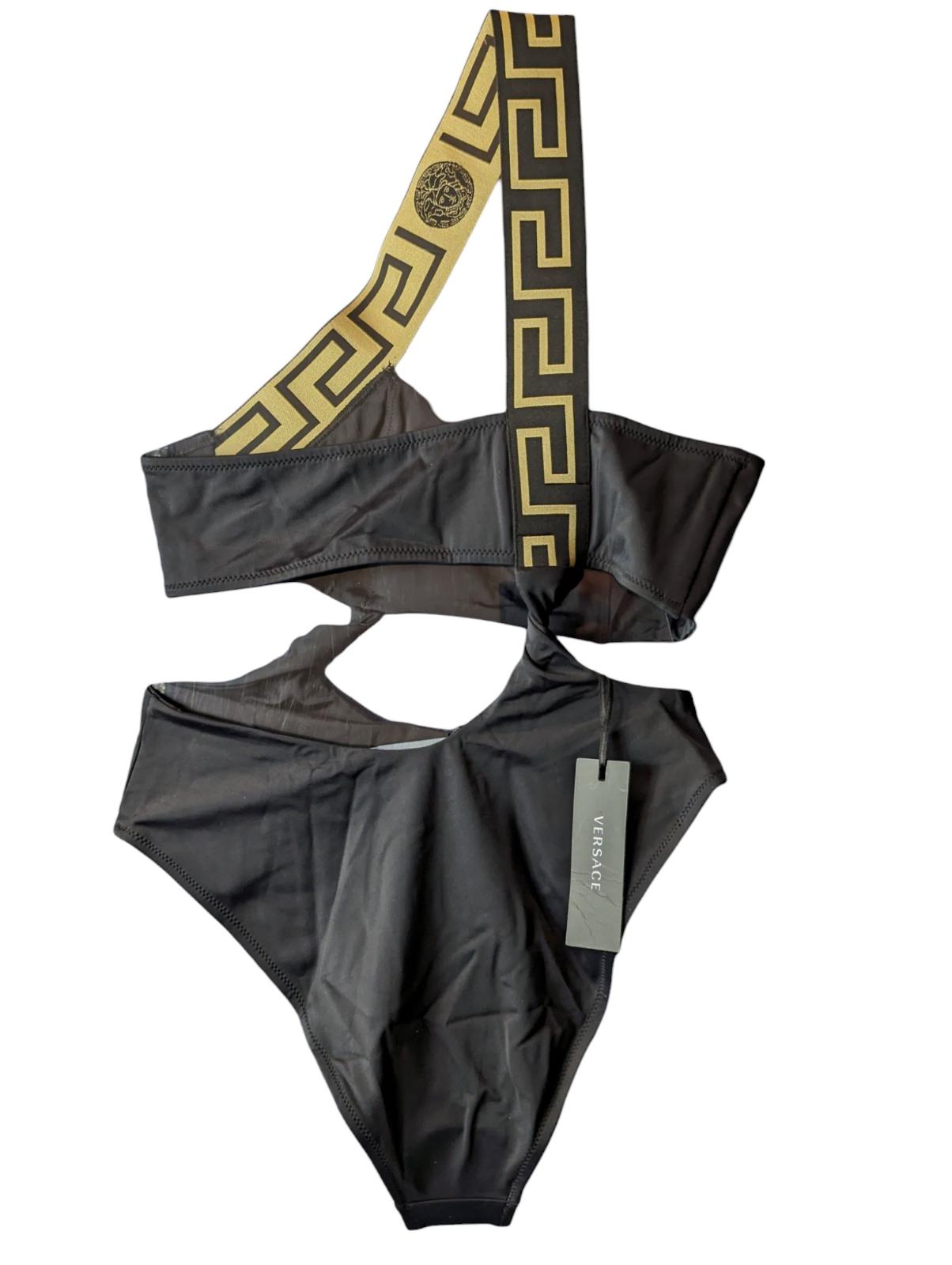 VERSACE Swimming Costume Black Ladies One Piece One-Shoulder Strap S NEW RRP 235