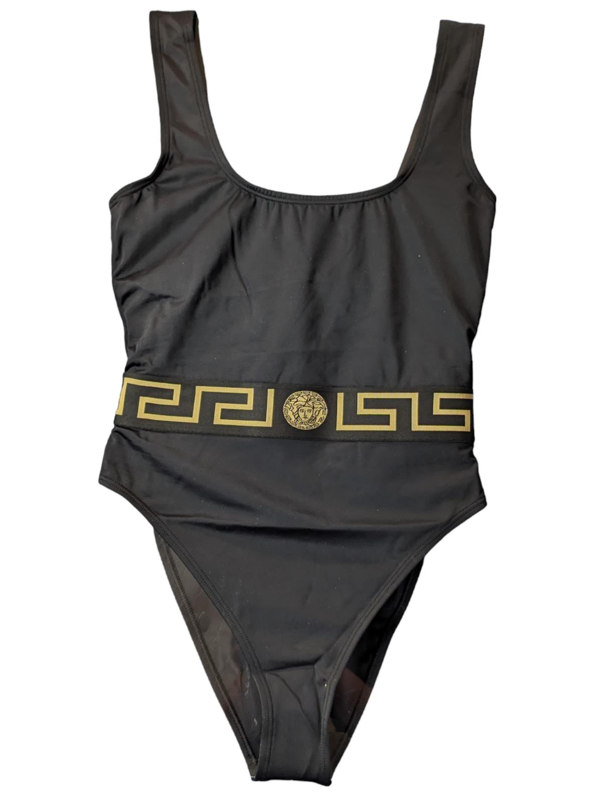 VERSACE Swim Costume Black Baroque Print Waist Detail Swimsuit XS NEW RRP 350