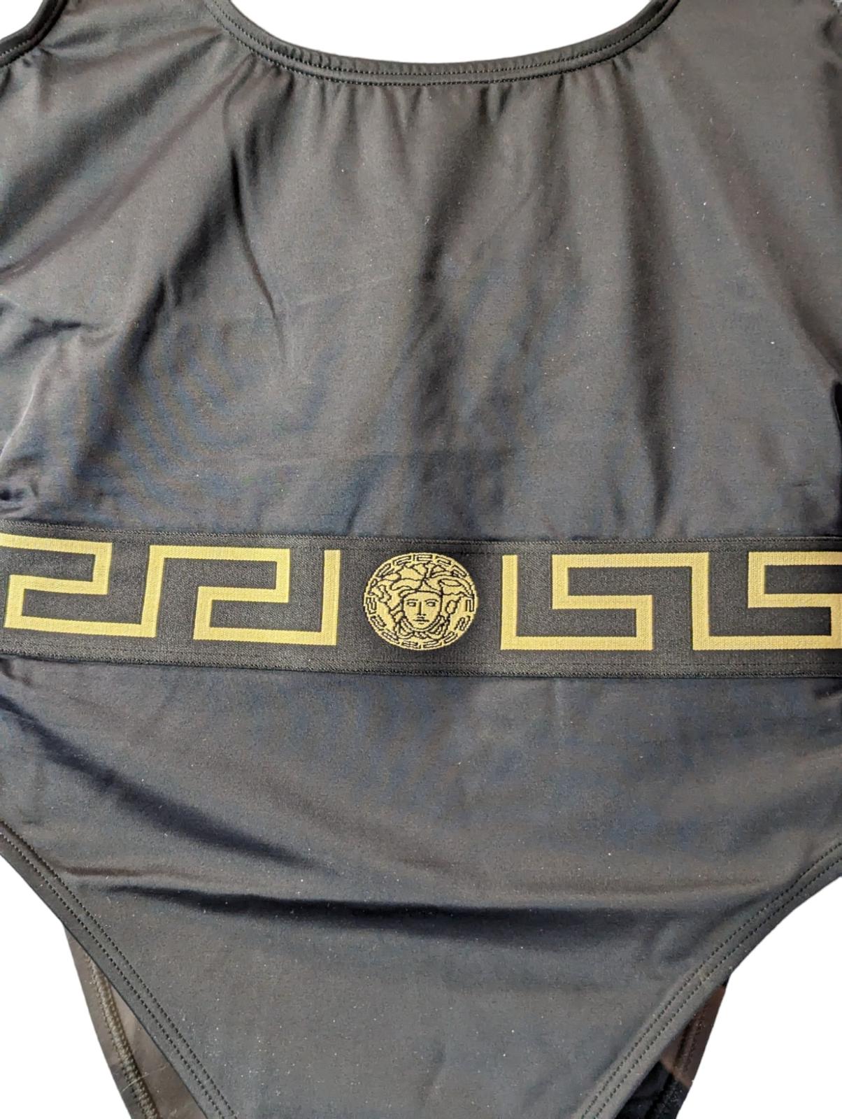 VERSACE Swim Costume Black Baroque Print Waist Detail Swimsuit XS NEW RRP 350