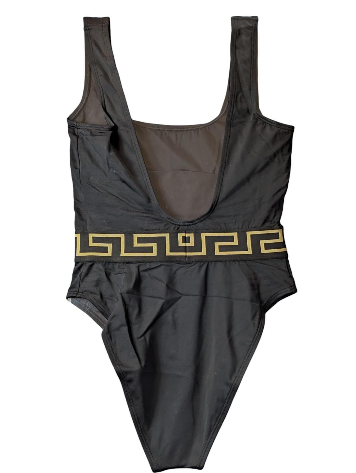 VERSACE Swim Costume Black Baroque Print Waist Detail Swimsuit XS NEW RRP 350