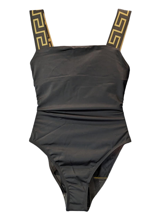 VERSACE Swimming Costume Black Classic Greca Print Strap Swimsuit S NEW RRP 350
