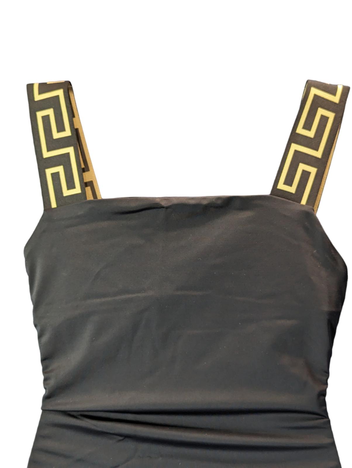 VERSACE Swimming Costume Black Classic Greca Print Strap Swimsuit S NEW RRP 350