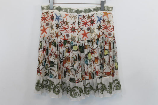 VERSACE Ladies Multicoloured Sealife Print Knee Length Pleated Skirt UK14 BNWT