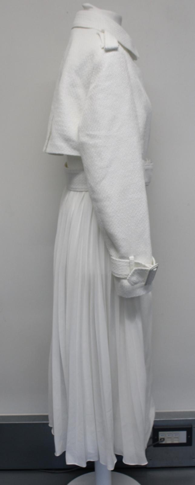 TED BAKER Ladies White Belted Pleated Back Mixed Media Trench Coat 2/M NEW