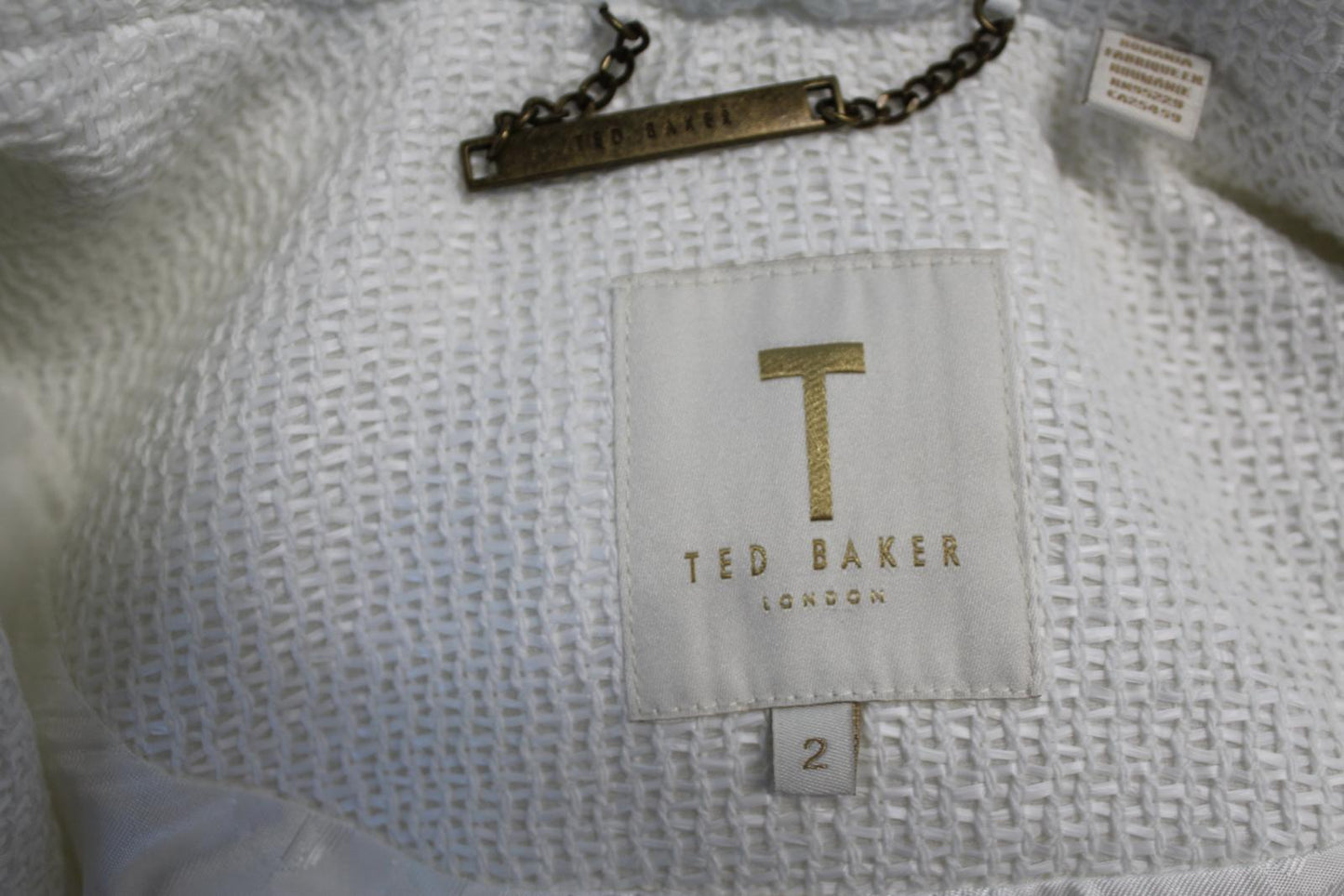 TED BAKER Ladies White Belted Pleated Back Mixed Media Trench Coat 2/M NEW