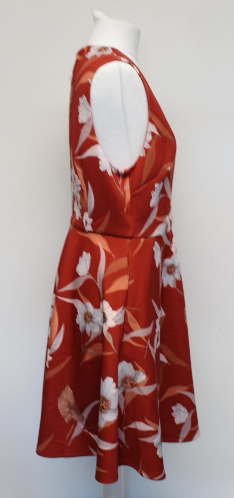 TED BAKER Ladies Enyaa Cabana Red V-Neck Sleeveless Floral Skater Dress 3/M NEW
