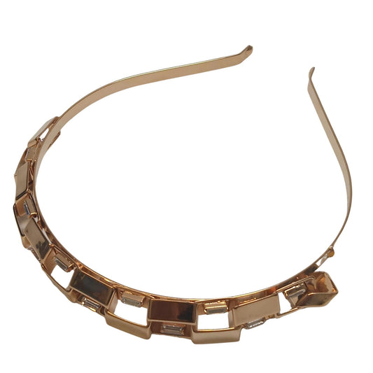 ROSANTICA Yellow Gold Plated Square Link Crystal Headband NEW RRP280