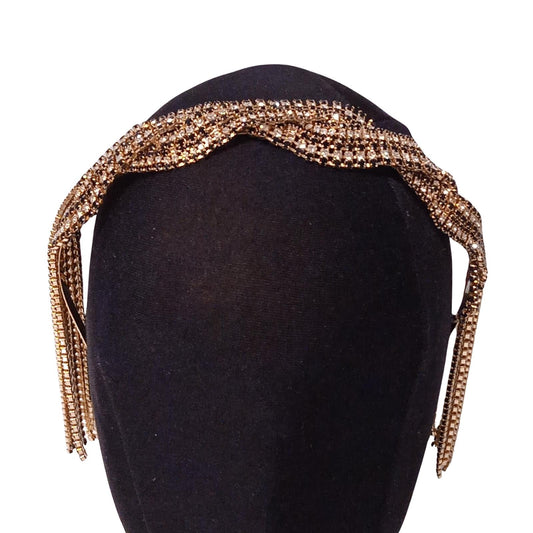 ROSANTICA Twisted Crystal Chevron Yellow Gold Plated Headband NEW RRP280