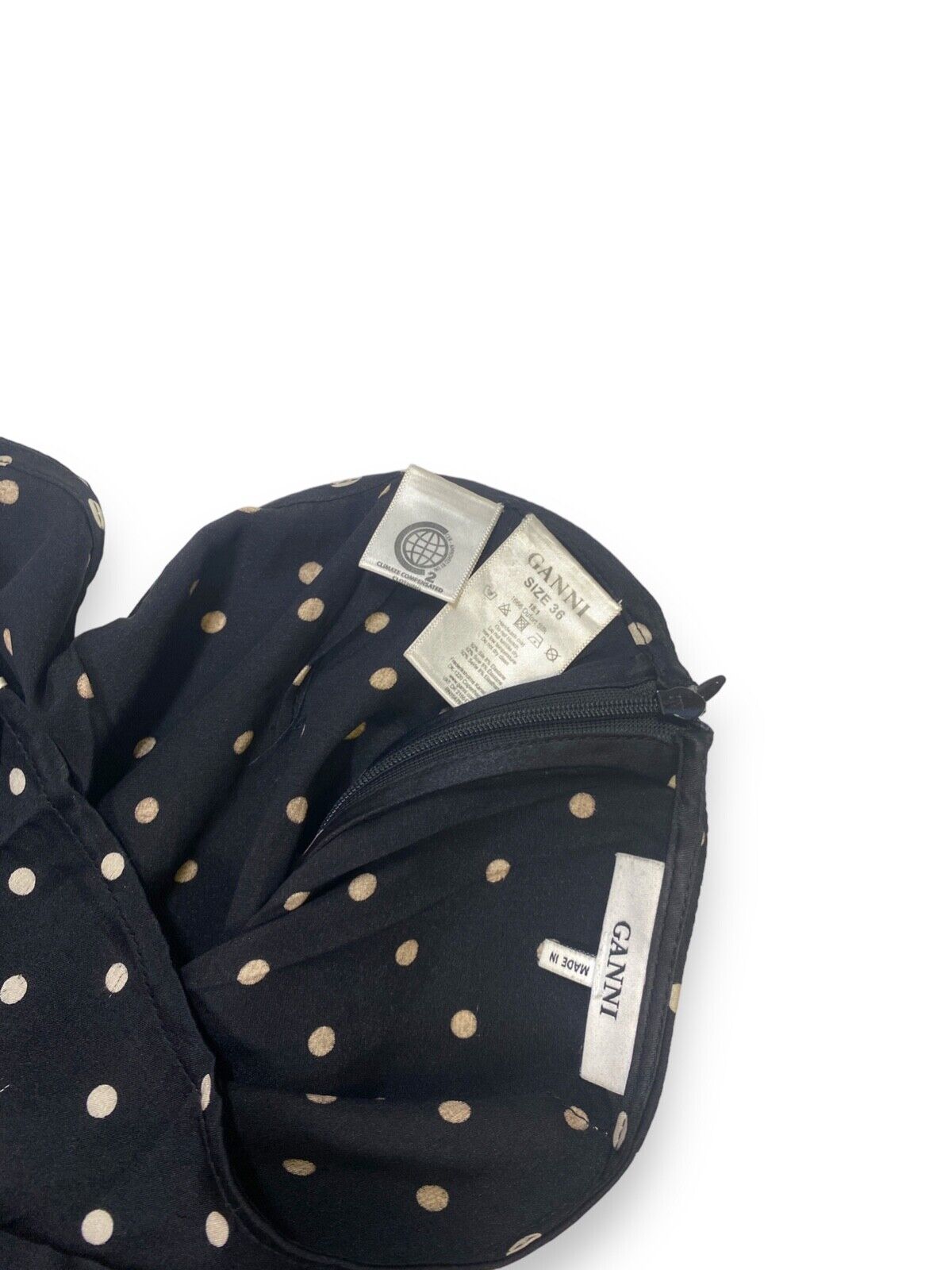 GANNI SS18 SILK SKIRT - SIZE 36 - BLACK POLKA DOT PRINT