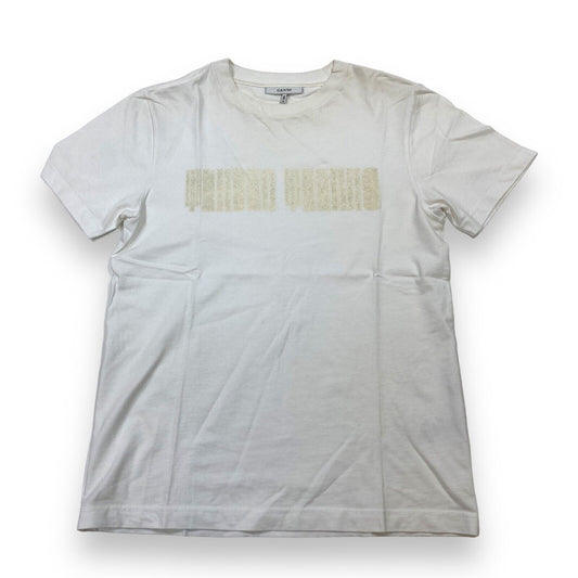 GANNI GLITTER COTTON SS T SHIRT - EXTRA SMALL - WHITE