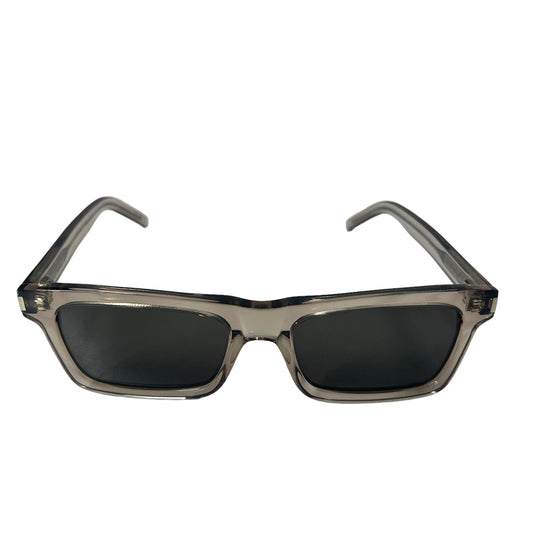 SAINT LAURENT WAYFERER SQUARE LENS ACETATE BLACK SUNGLASSES - CLEAR LENS - NEW