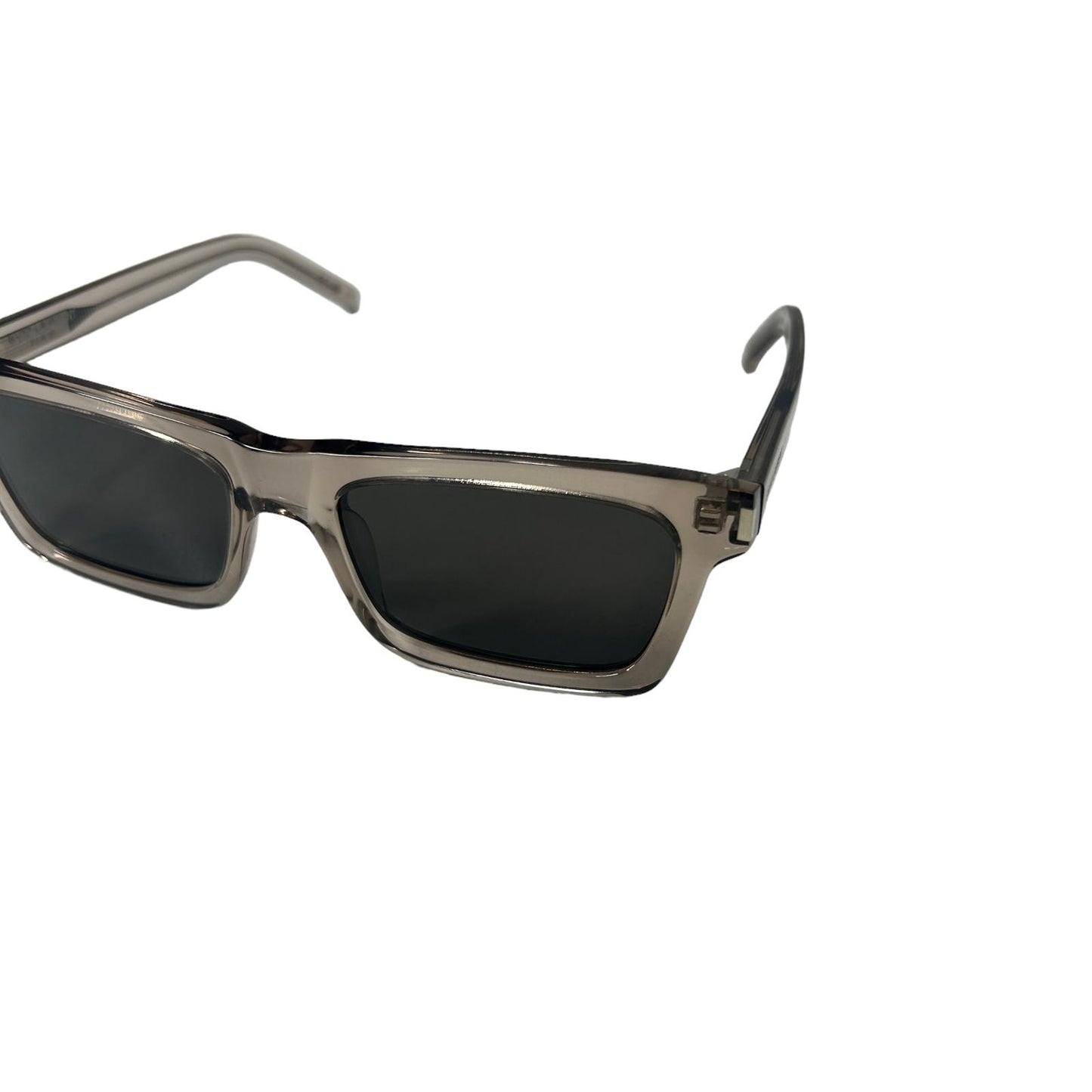 SAINT LAURENT WAYFERER SQUARE LENS ACETATE BLACK SUNGLASSES - CLEAR LENS - NEW