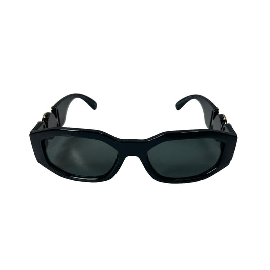 VERSACE 0VE4361 MEDUSA BIGGIE SIDE LOGO RECTANGLE ACETATE SUNGLASSES BLACK 2 NEW