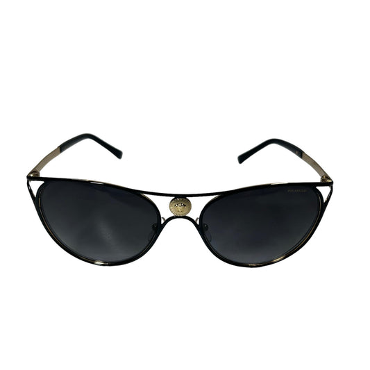 VERSACE 0VE2237 MEDUSA BRIDGE ROUND METAL FRAME SUNGLASSES - BLACK/GOLD - NEW
